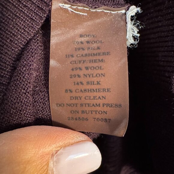 Ann Taylor Wool/Silk/Cashmere Blend Purple Sweater Cartigan - L - Picture 3 of 5